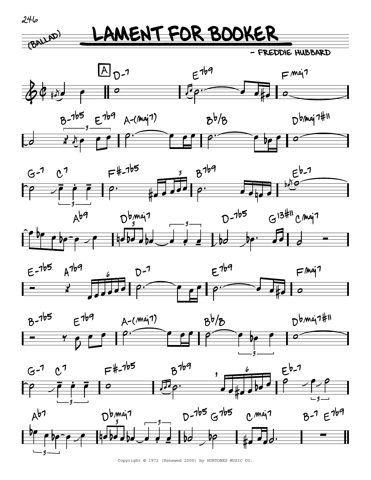 Freddie Hubbard Lament For Booker Sheet Music Notes & Chords for Real Book – Melody & Chords - Download or Print PDF