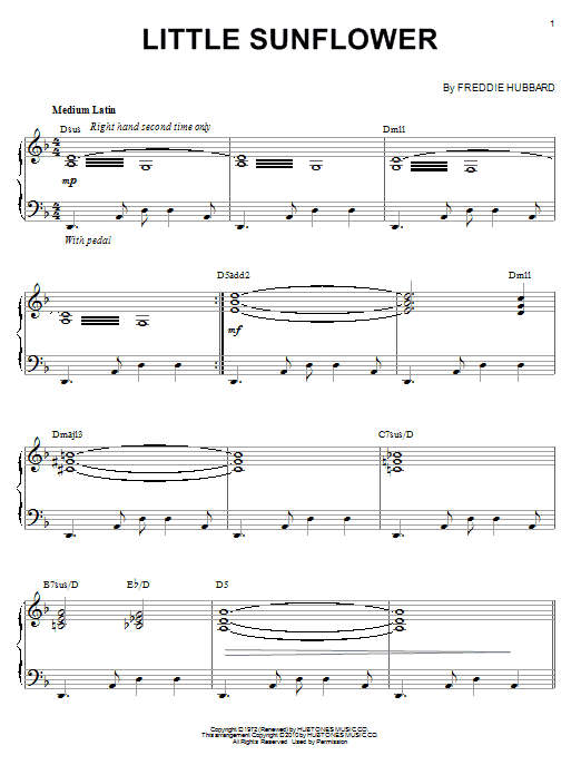 Freddie Hubbard Little Sunflower (arr. Brent Edstrom) Sheet Music Notes & Chords for Piano - Download or Print PDF