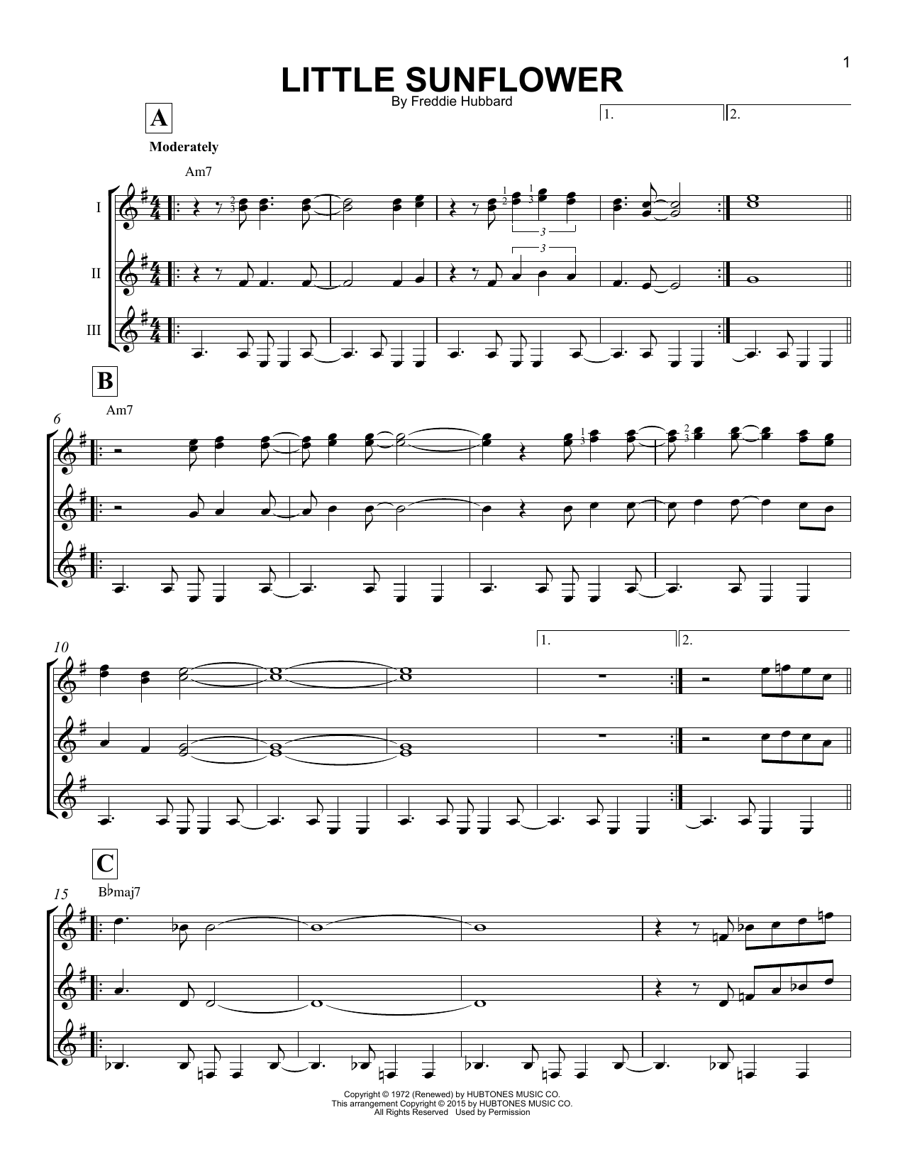 Freddie Hubbard Little Sunflower Sheet Music Notes & Chords for Guitar Ensemble - Download or Print PDF