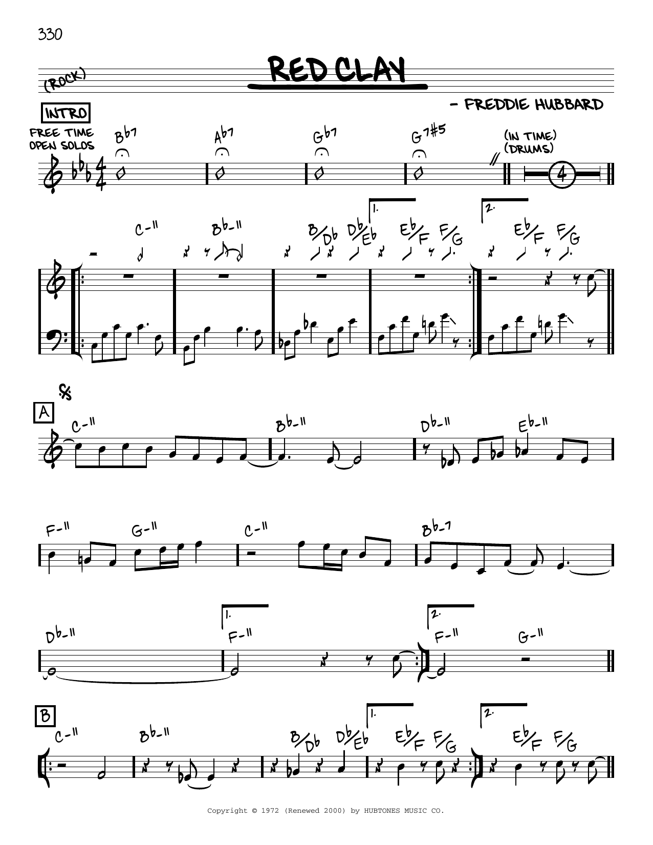 Freddie Hubbard Red Clay [Reharmonized version] (arr. Jack Grassel) Sheet Music Notes & Chords for Real Book – Melody & Chords - Download or Print PDF
