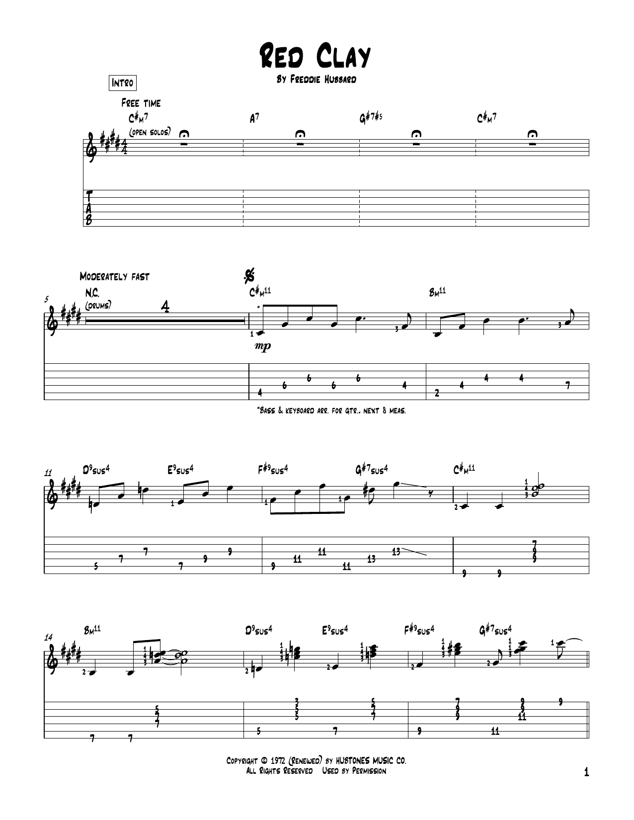 Freddie Hubbard Red Clay Sheet Music Notes & Chords for Guitar Tab - Download or Print PDF