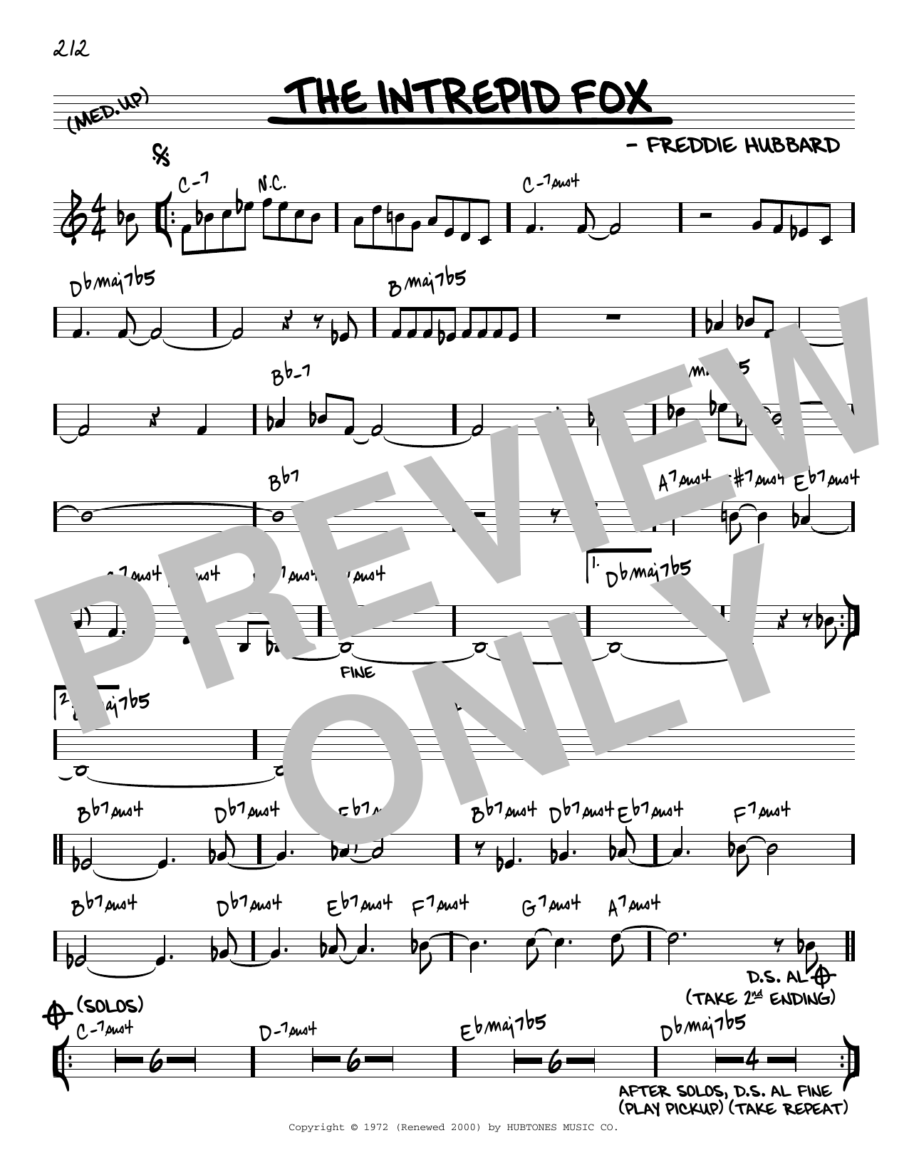 Freddie Hubbard The Intrepid Fox [Reharmonized version] (arr. Jack Grassel) Sheet Music Notes & Chords for Real Book – Melody & Chords - Download or Print PDF