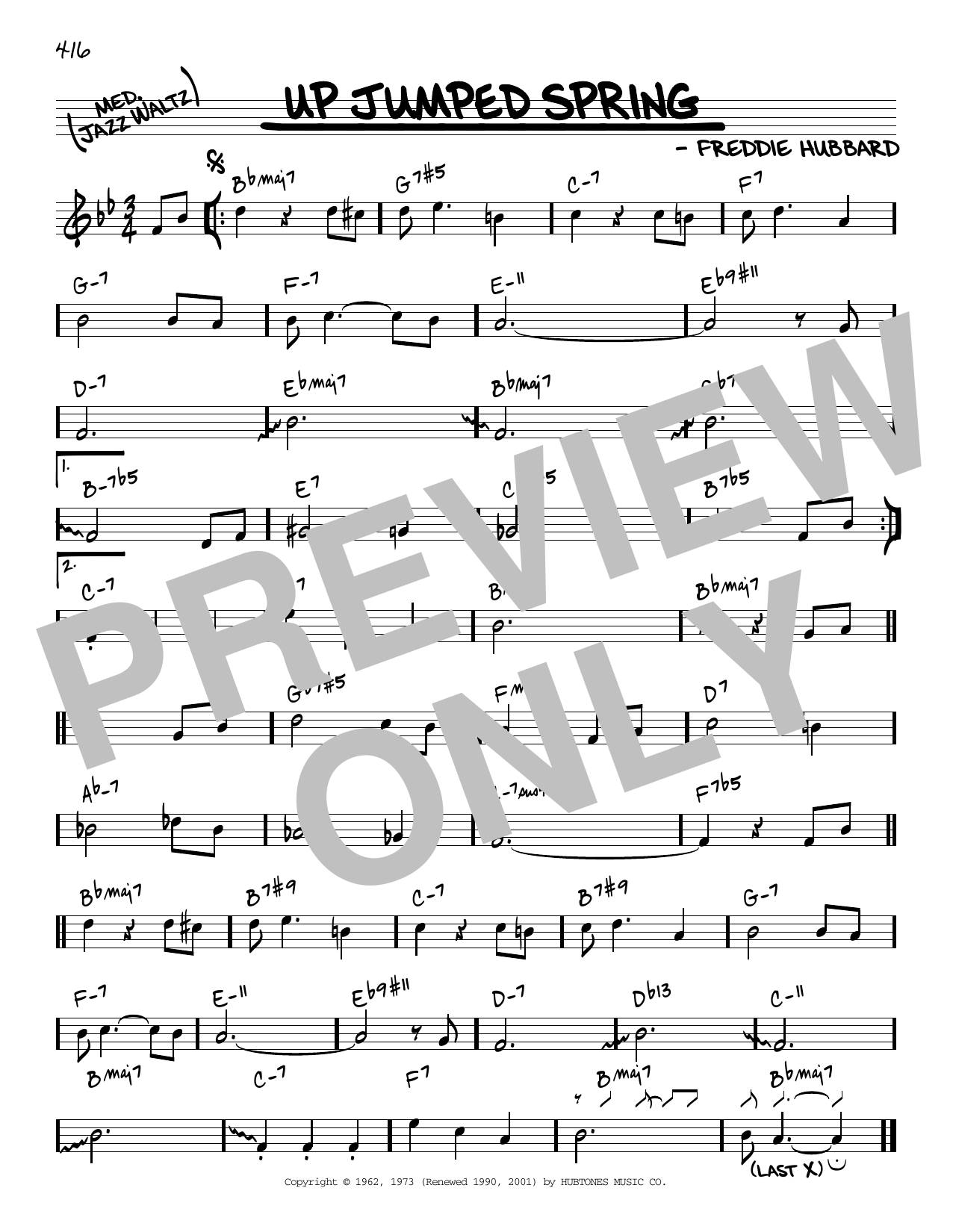 Freddie Hubbard Up Jumped Spring [Reharmonized version] (arr. Jack Grassel) Sheet Music Notes & Chords for Real Book – Melody & Chords - Download or Print PDF