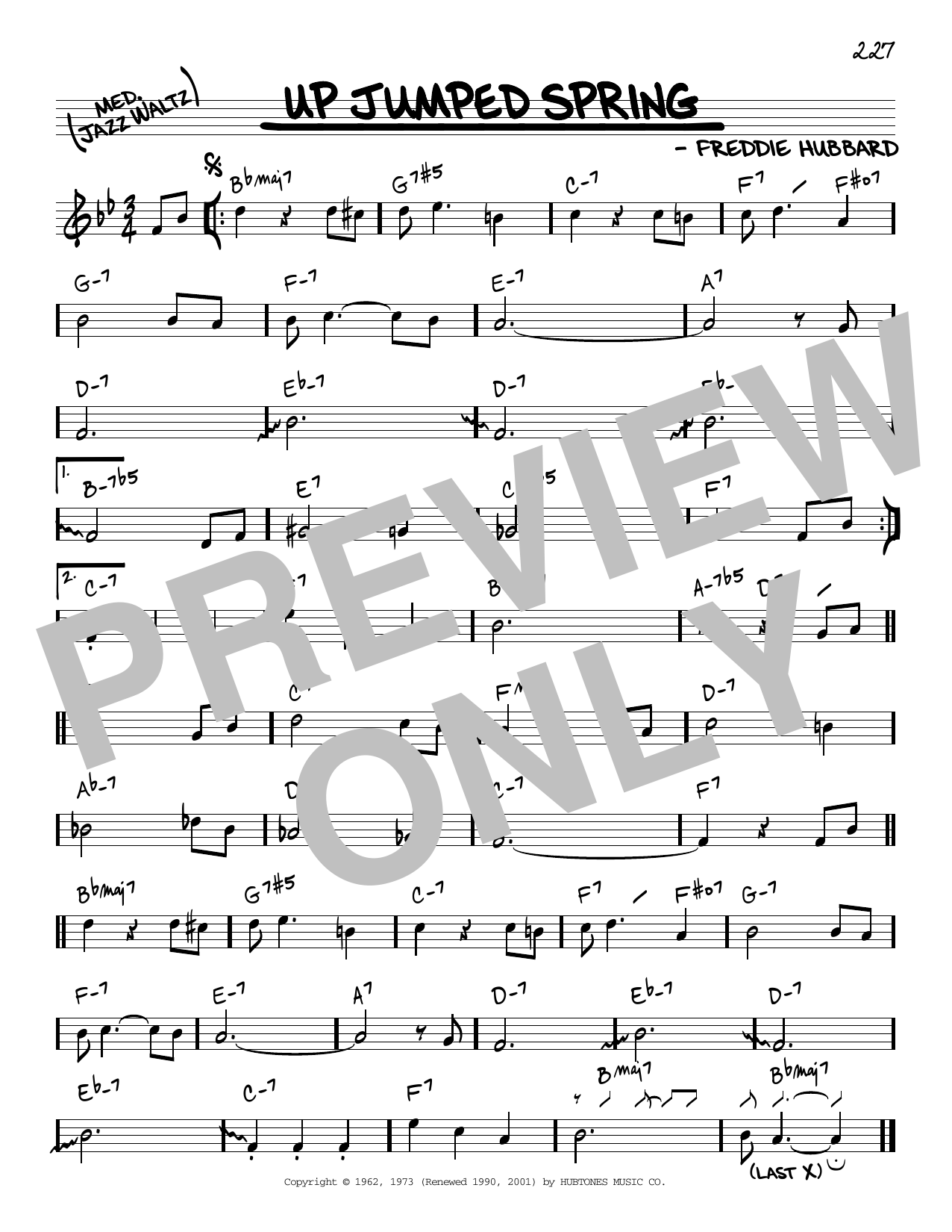 Freddie Hubbard Up Jumped Spring Sheet Music Notes & Chords for Real Book – Melody & Chords - Download or Print PDF