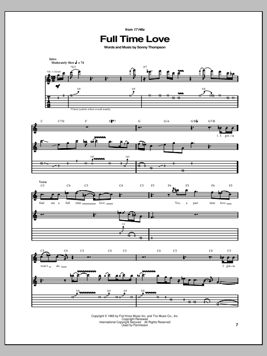 Freddie King Full Time Love Sheet Music Notes & Chords for Guitar Tab - Download or Print PDF