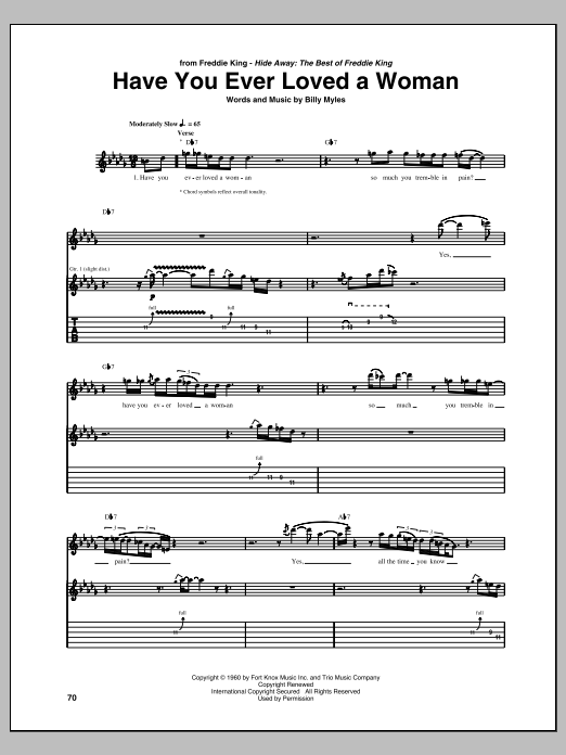 Freddie King Have You Ever Loved A Woman Sheet Music Notes & Chords for Guitar Tab - Download or Print PDF