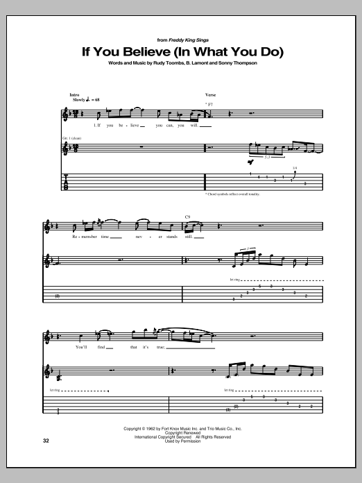 Freddie King If You Believe (In What You Do) Sheet Music Notes & Chords for Guitar Tab - Download or Print PDF