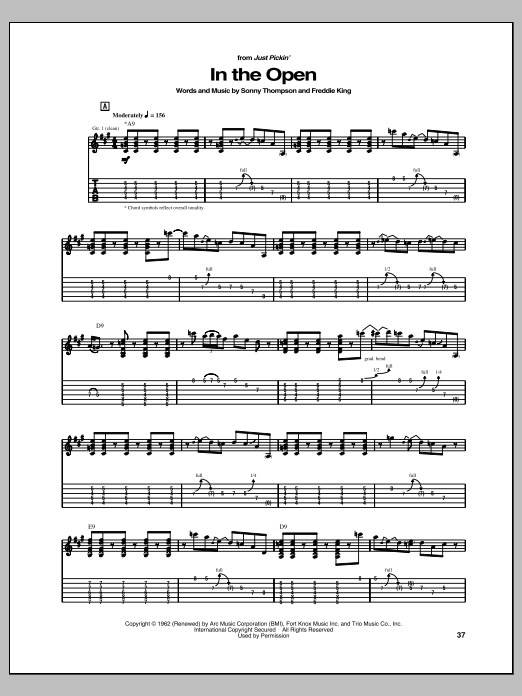 Freddie King In The Open Sheet Music Notes & Chords for Guitar Tab - Download or Print PDF