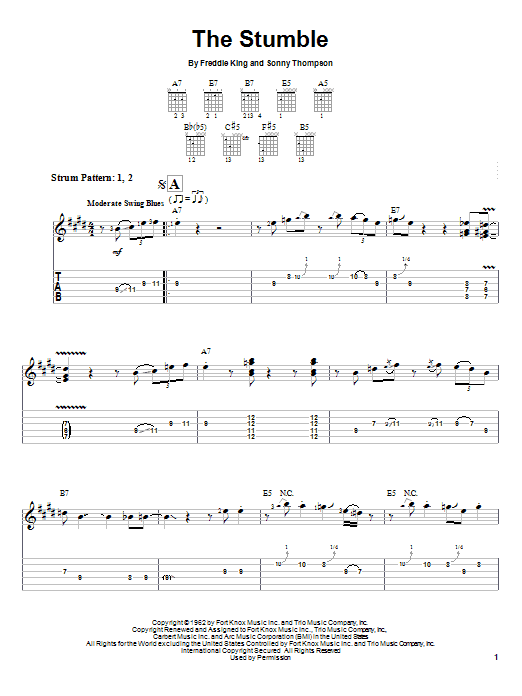 Freddie King The Stumble Sheet Music Notes & Chords for Guitar Tab - Download or Print PDF