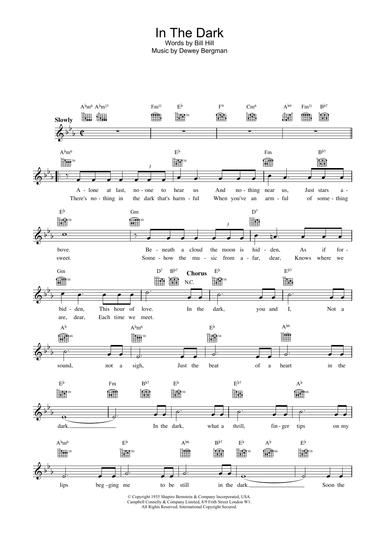 Freddy Martin In The Dark Sheet Music Notes & Chords for Lead Sheet / Fake Book - Download or Print PDF