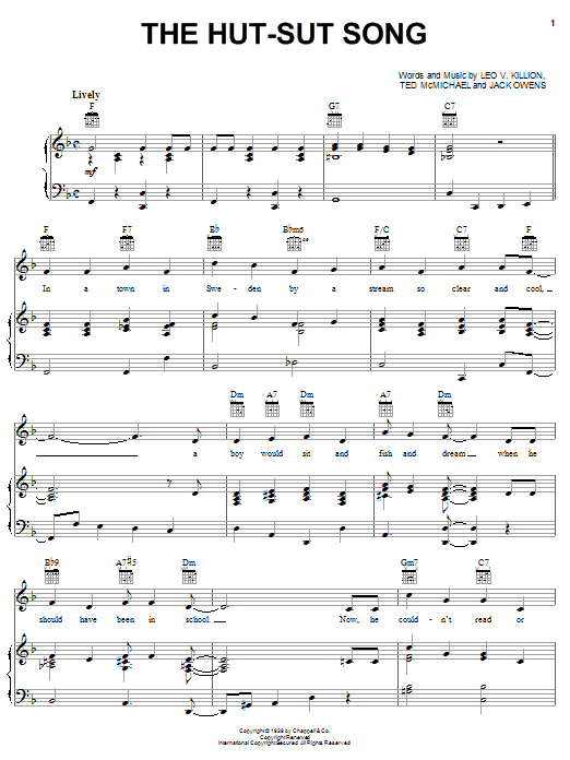 Freddy Martin The Hut-Sut Song Sheet Music Notes & Chords for Piano, Vocal & Guitar (Right-Hand Melody) - Download or Print PDF