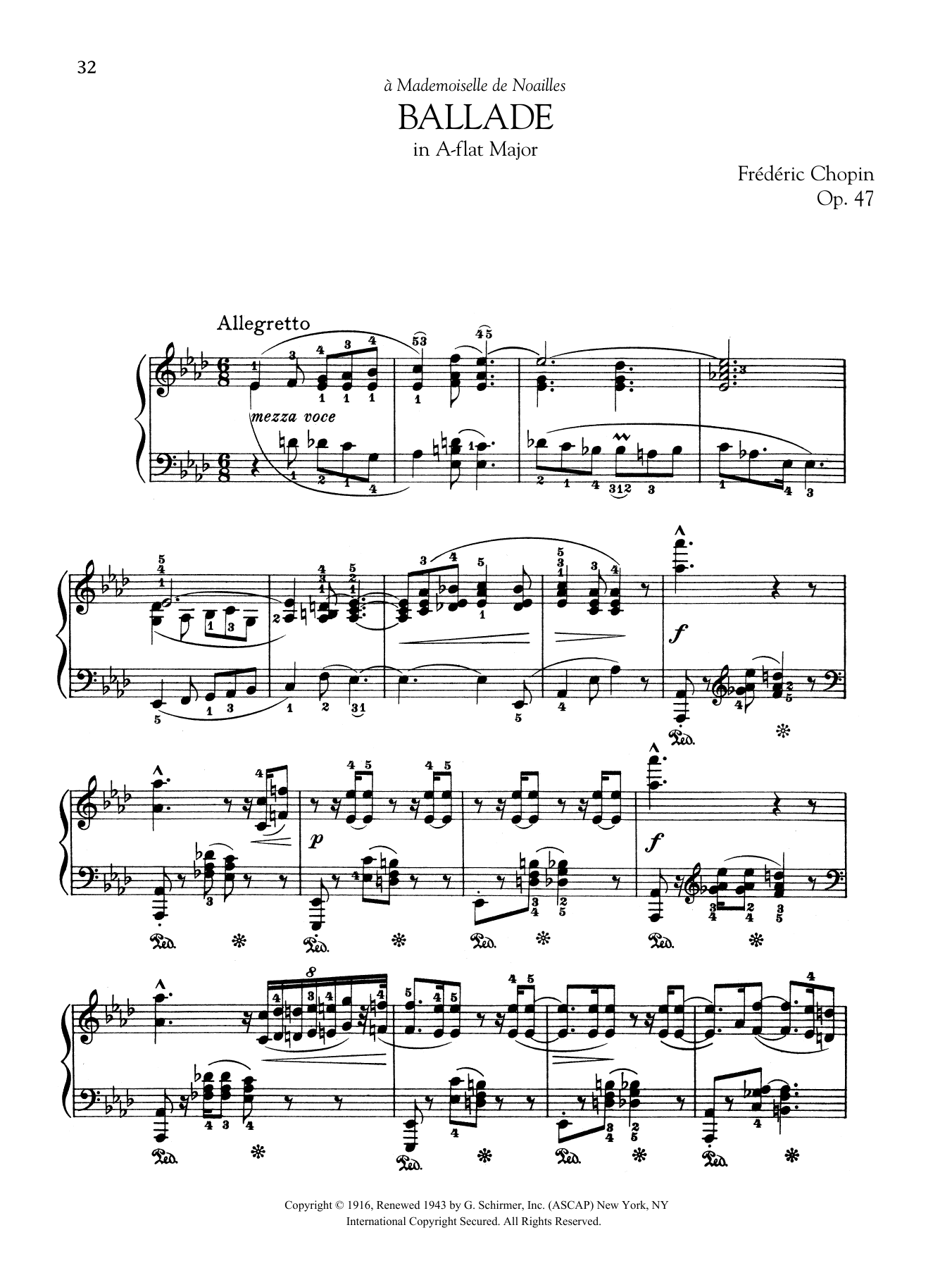 Frédéric Chopin Ballade in A-flat Major, Op. 47 Sheet Music Notes & Chords for Piano Solo - Download or Print PDF