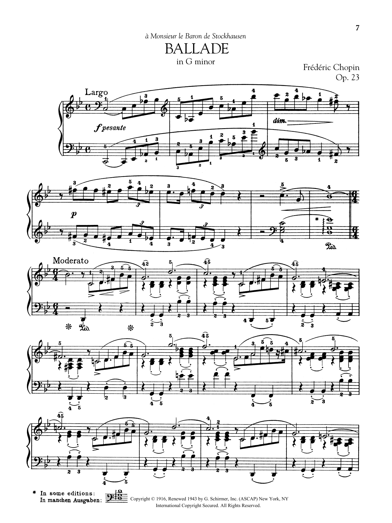 Frédéric Chopin Ballade in G minor, Op. 23 Sheet Music Notes & Chords for Piano Solo - Download or Print PDF
