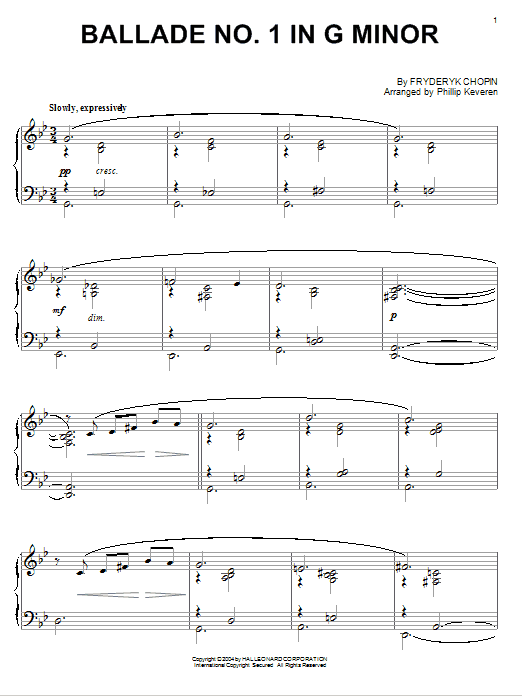 Frederic Chopin Ballade No. 1 In G Minor [Jazz version] (arr. Phillip Keveren) Sheet Music Notes & Chords for Piano - Download or Print PDF