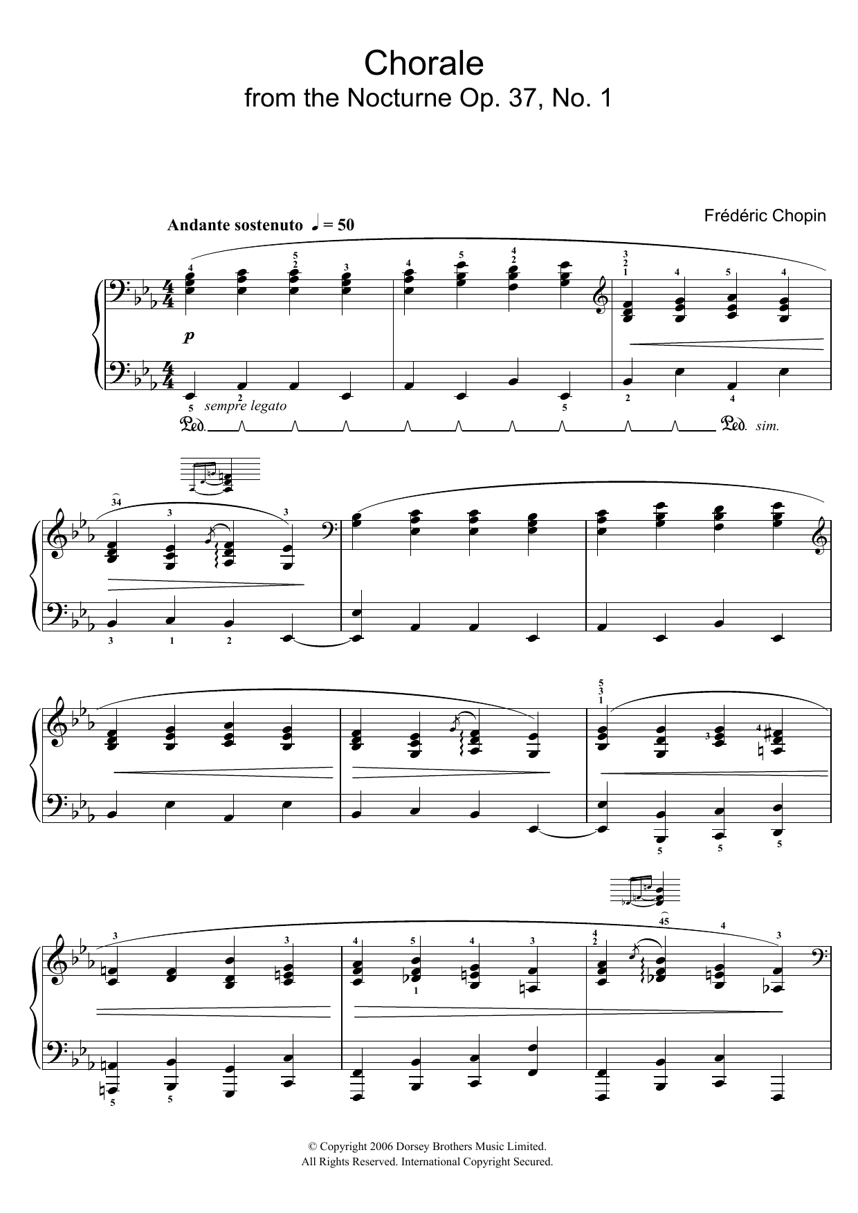 Frederic Chopin Chorale from Nocturne Op. 37, No. 1 Sheet Music Notes & Chords for Easy Piano - Download or Print PDF