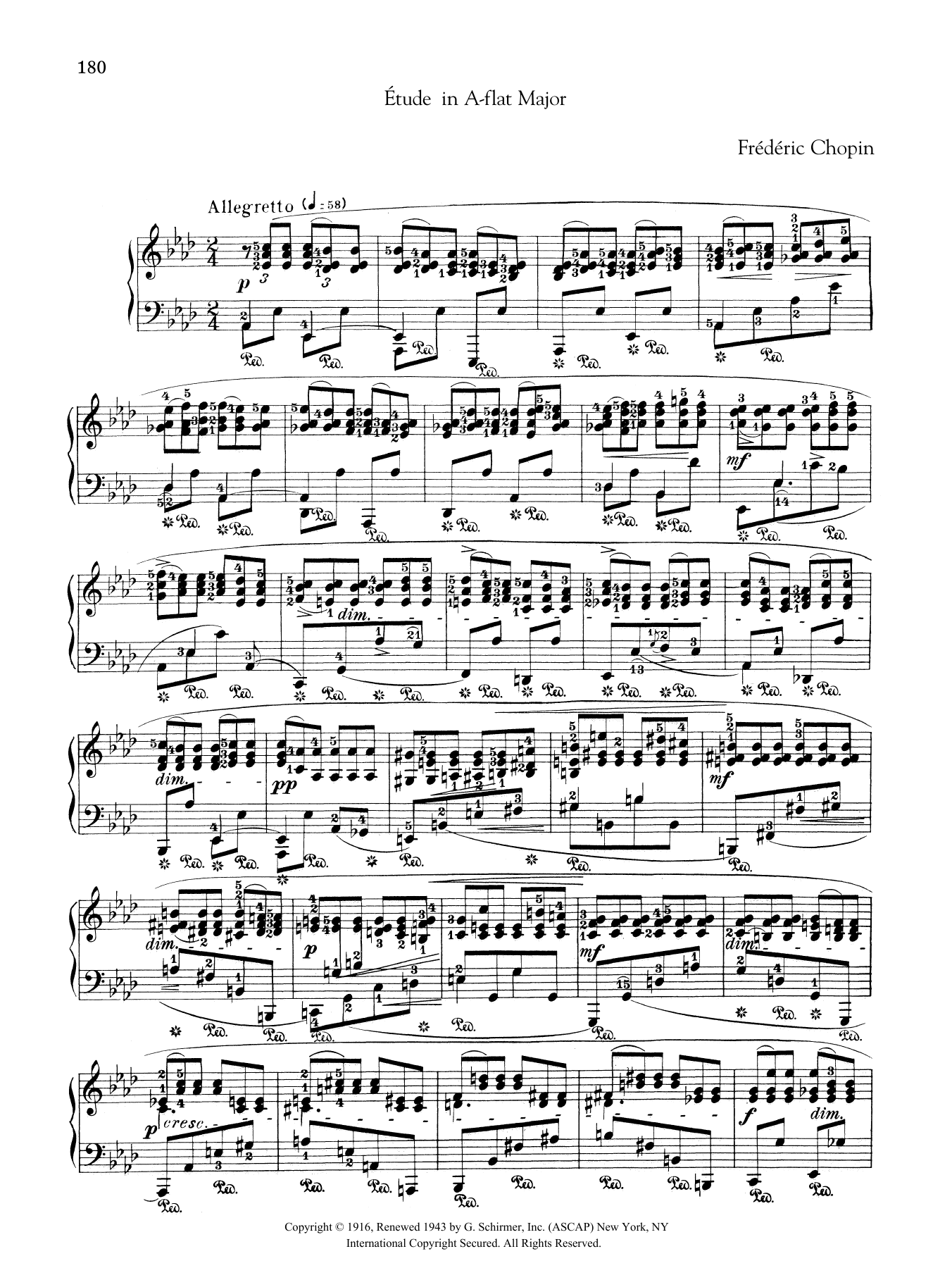 Frédéric Chopin Etude in A-flat Major, from Trois Nouvelles Etudes from Methode des methodes de piano Sheet Music Notes & Chords for Piano Solo - Download or Print PDF