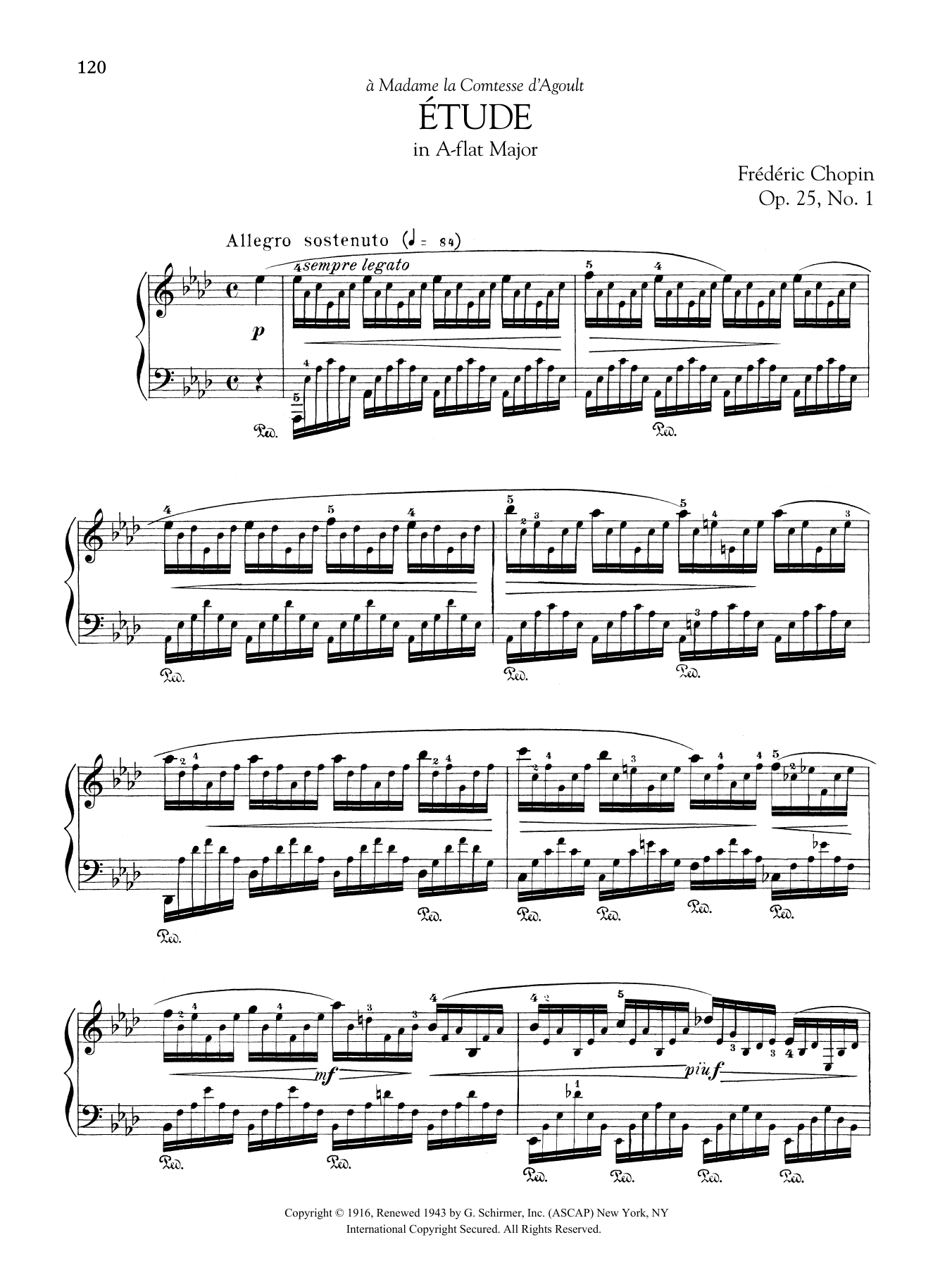 Frédéric Chopin Etude in A-flat Major, Op. 25, No. 1 Sheet Music Notes & Chords for Piano Solo - Download or Print PDF
