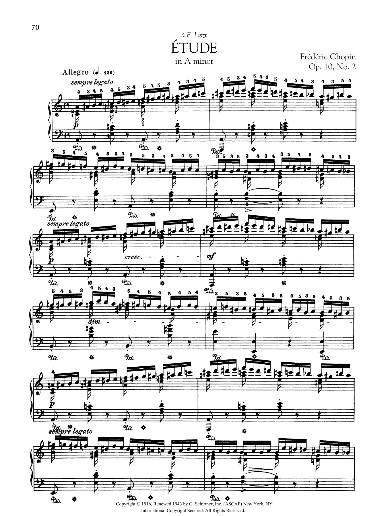 Frédéric Chopin Etude in A minor, Op. 10, No. 2 Sheet Music Notes & Chords for Piano Solo - Download or Print PDF