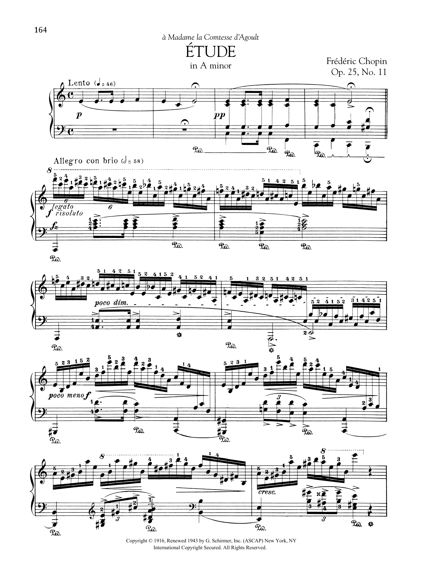 Frédéric Chopin Etude in A minor, Op. 25, No. 11 Sheet Music Notes & Chords for Piano Solo - Download or Print PDF