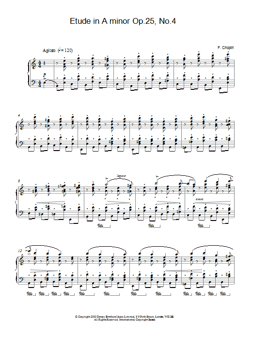 Frédéric Chopin Etude in A minor, Op. 25, No. 4 Sheet Music Notes & Chords for Piano Solo - Download or Print PDF