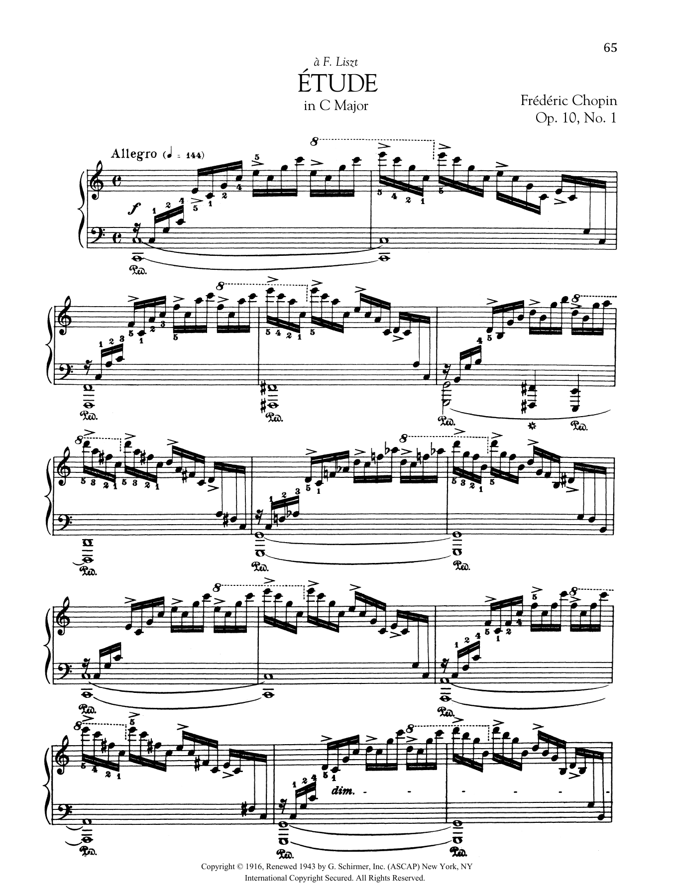 Frédéric Chopin Etude in C Major, Op. 10, No. 1 Sheet Music Notes & Chords for Piano Solo - Download or Print PDF