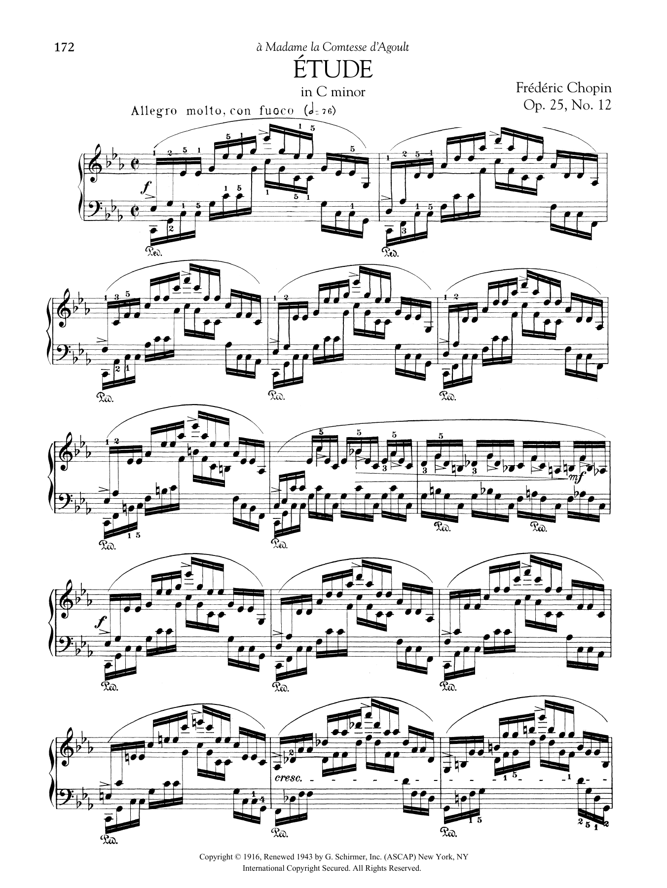 Frédéric Chopin Etude in C minor, Op. 25, No. 12 Sheet Music Notes & Chords for Piano Solo - Download or Print PDF