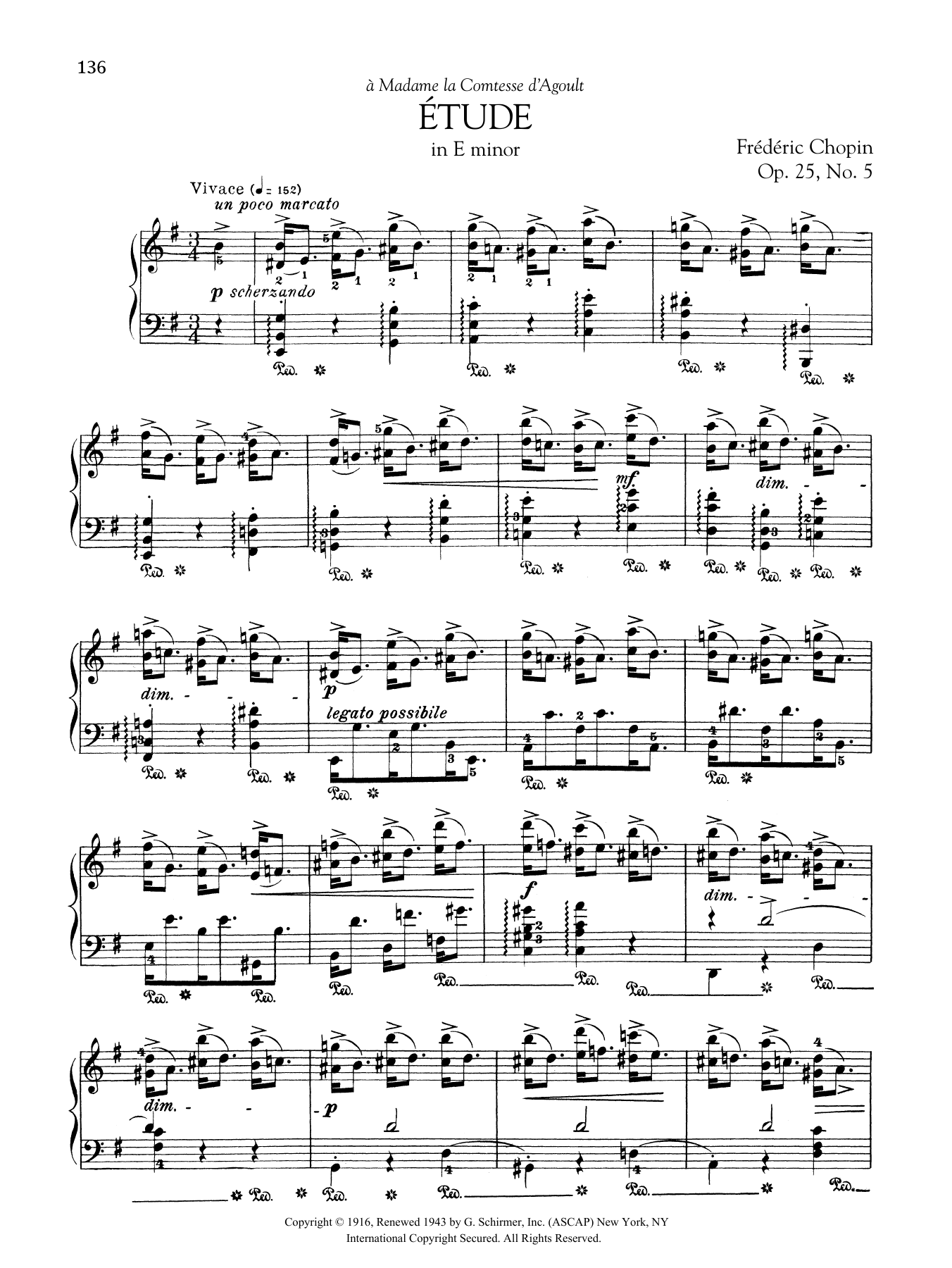 Frédéric Chopin Etude in E minor, Op. 25, No. 5 Sheet Music Notes & Chords for Piano Solo - Download or Print PDF
