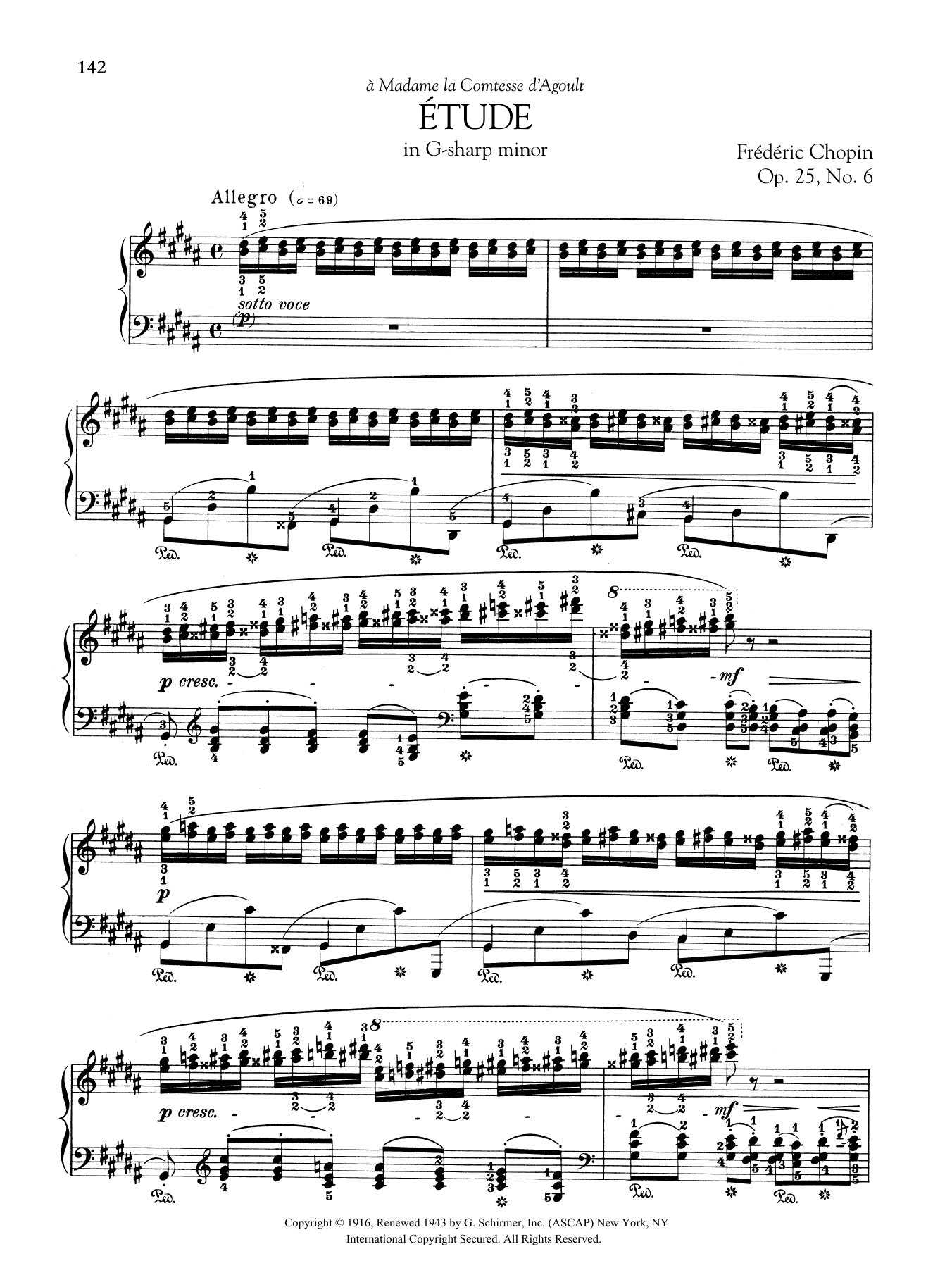 Frédéric Chopin Etude in G-sharp minor, Op. 25, No. 6 Sheet Music Notes & Chords for Piano Solo - Download or Print PDF