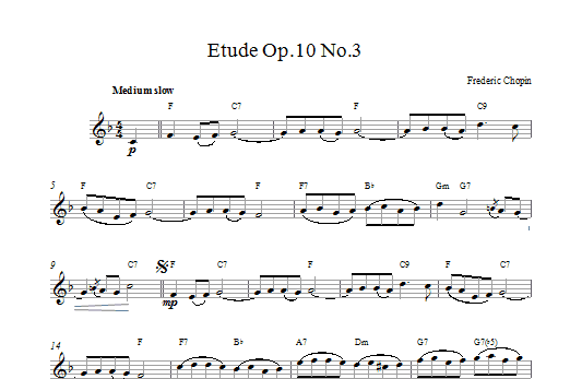 Frederic Chopin Etude in E Major, Op.10, No.3 (Tristesse) Sheet Music Notes & Chords for Melody Line & Chords - Download or Print PDF