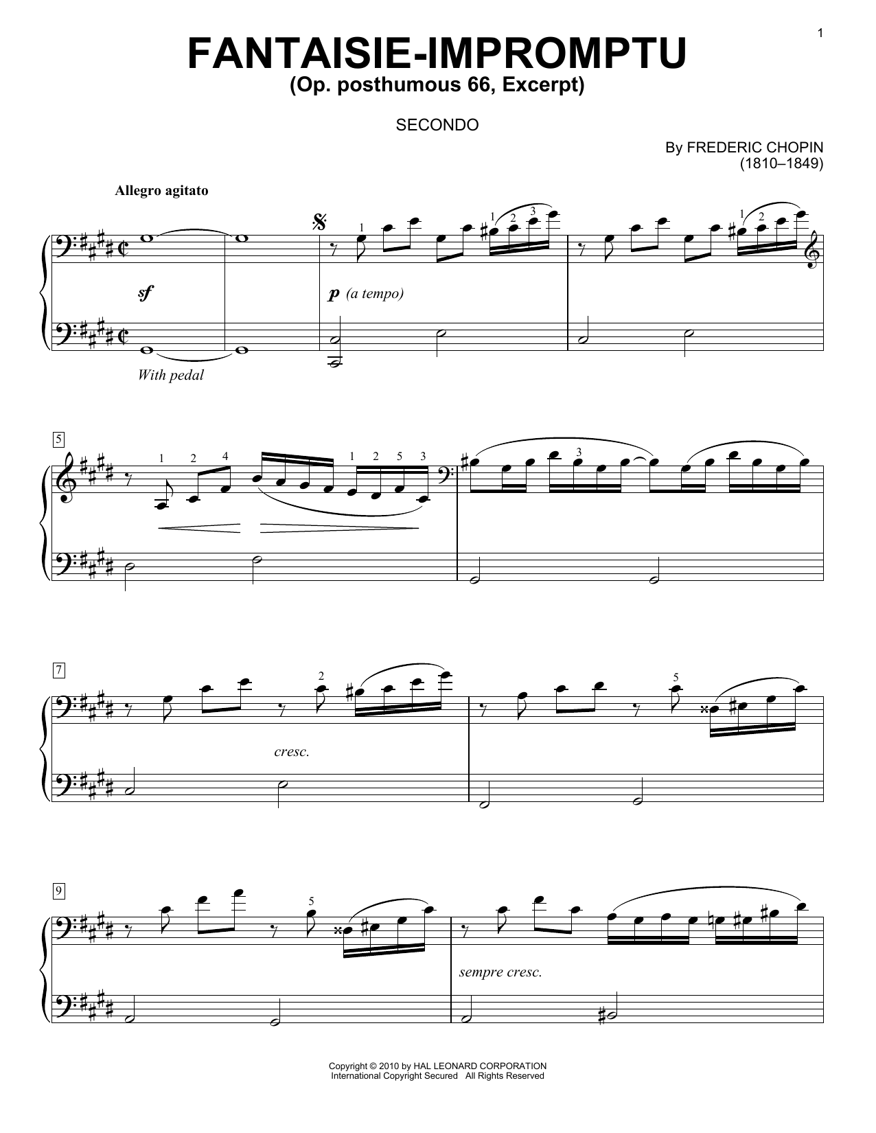 Frederic Chopin Fantaisie - Impromptu Sheet Music Notes & Chords for Piano Duet - Download or Print PDF