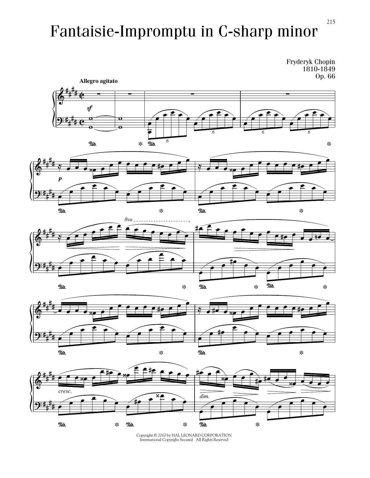Frédéric Chopin Fantaisie-Impromptu, Op. 66 (Posthumous) Sheet Music Notes & Chords for Piano Solo - Download or Print PDF