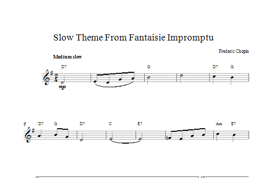 Frederic Chopin Slow Theme from Fantaisie Impromptu Sheet Music Notes & Chords for Melody Line & Chords - Download or Print PDF