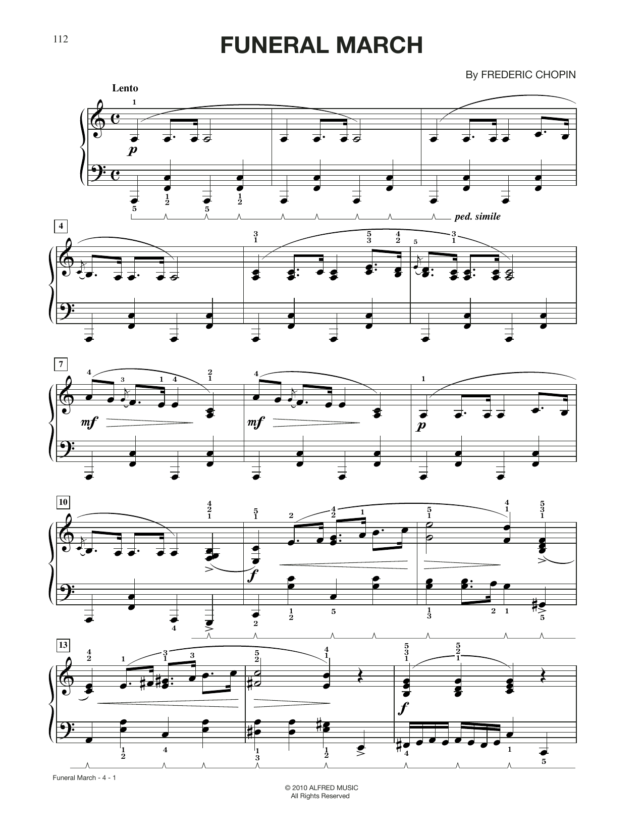 Frédéric Chopin Funeral March (arr. Sharon Aaronson) Sheet Music Notes & Chords for Piano Solo - Download or Print PDF