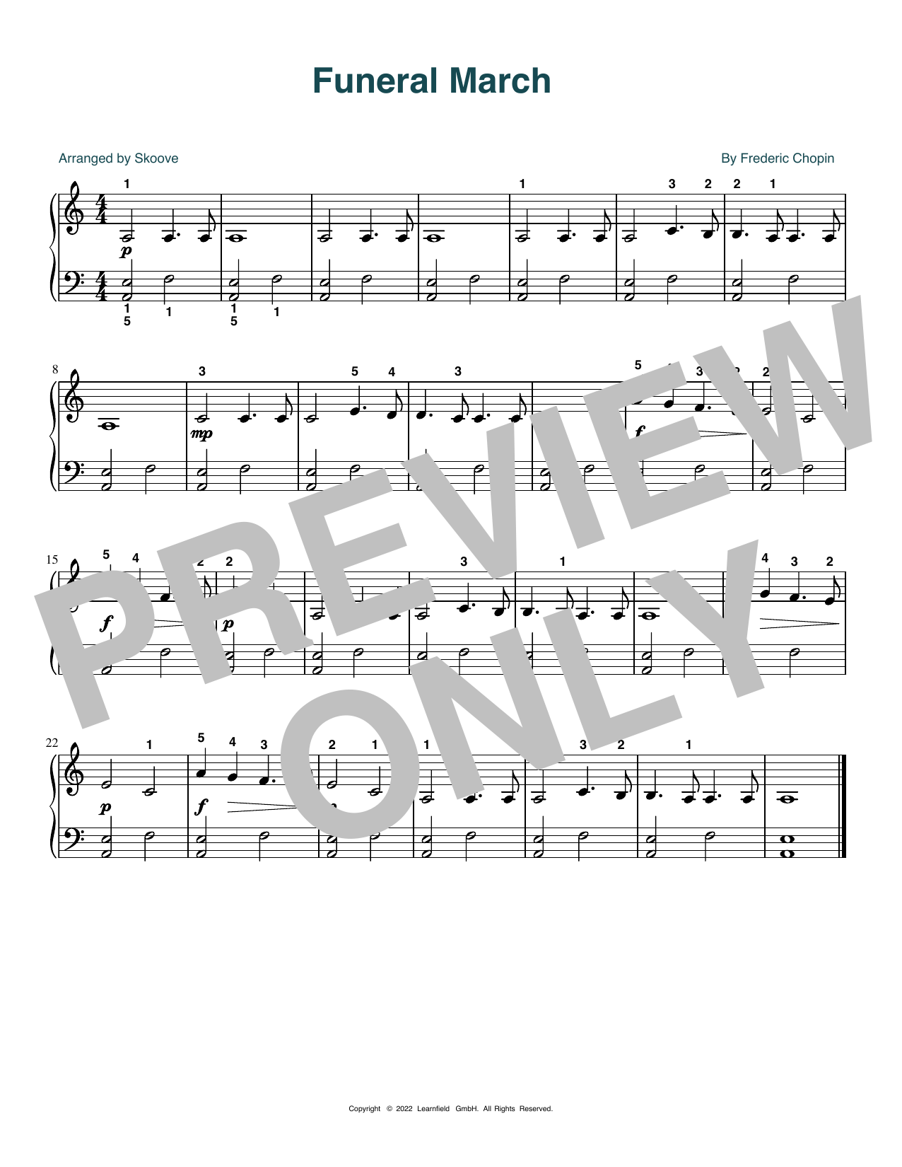 Frederic Chopin Funeral March (arr. Skoove) Sheet Music Notes & Chords for Beginner Piano (Abridged) - Download or Print PDF