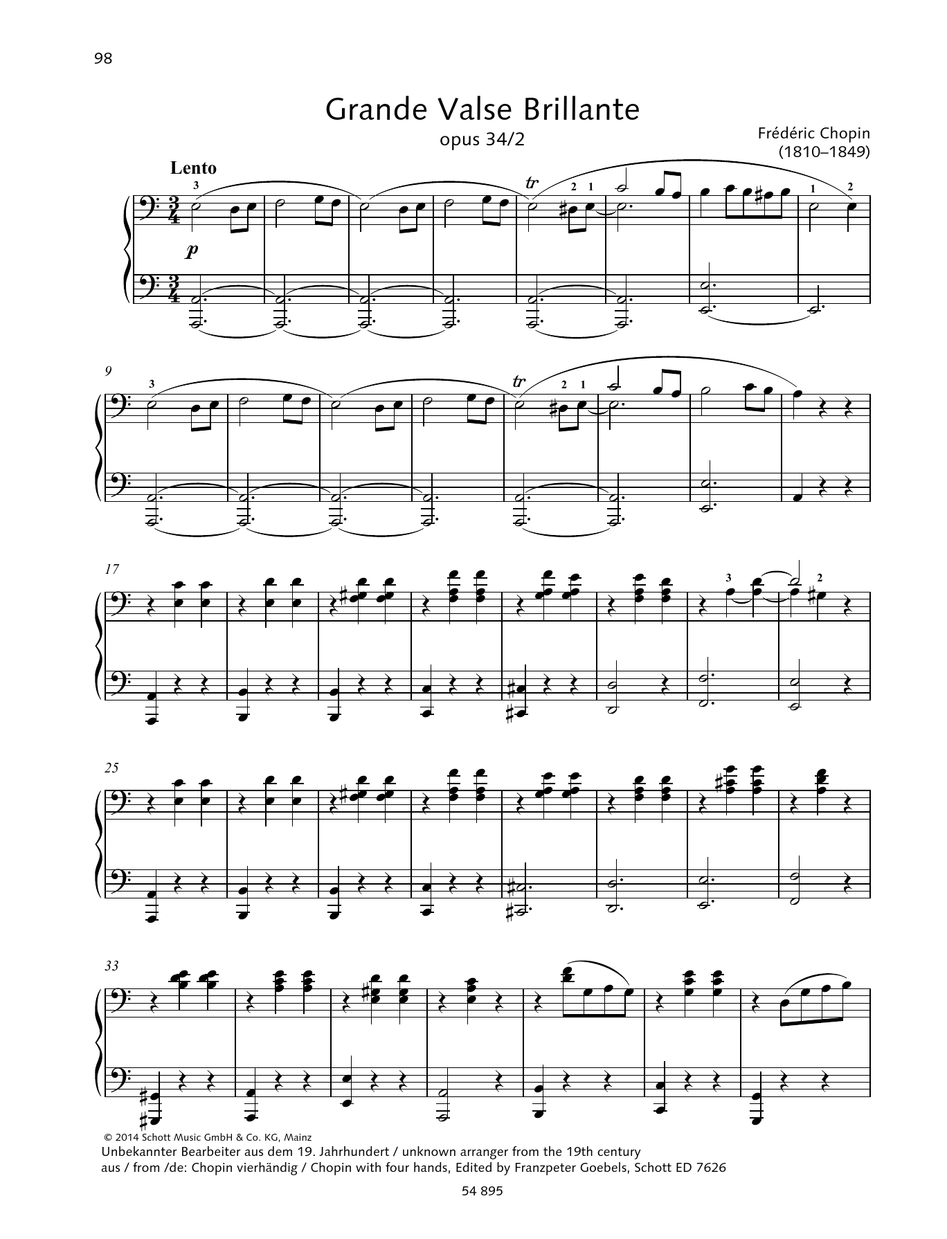 Frédéric Chopin Grande Valse Brillante Sheet Music Notes & Chords for Piano Duet - Download or Print PDF