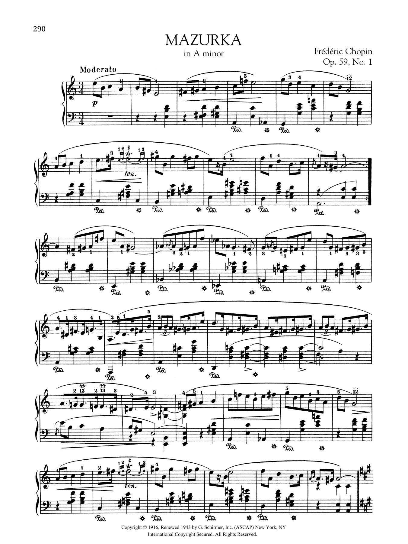 Frédéric Chopin Mazurka in A minor, Op. 59, No. 1 Sheet Music Notes & Chords for Piano Solo - Download or Print PDF