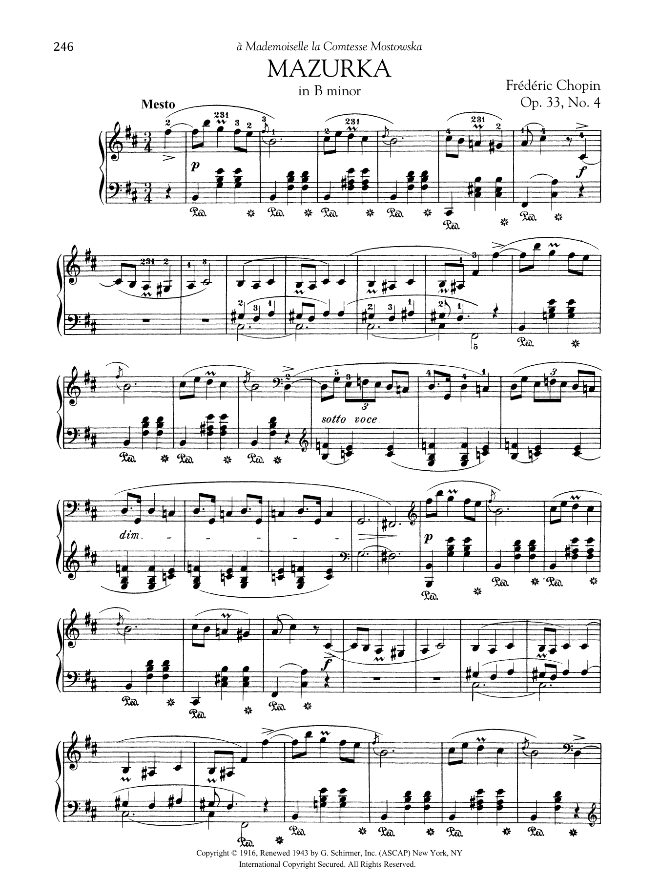 Frédéric Chopin Mazurka in B minor, Op. 33, No. 4 Sheet Music Notes & Chords for Piano Solo - Download or Print PDF