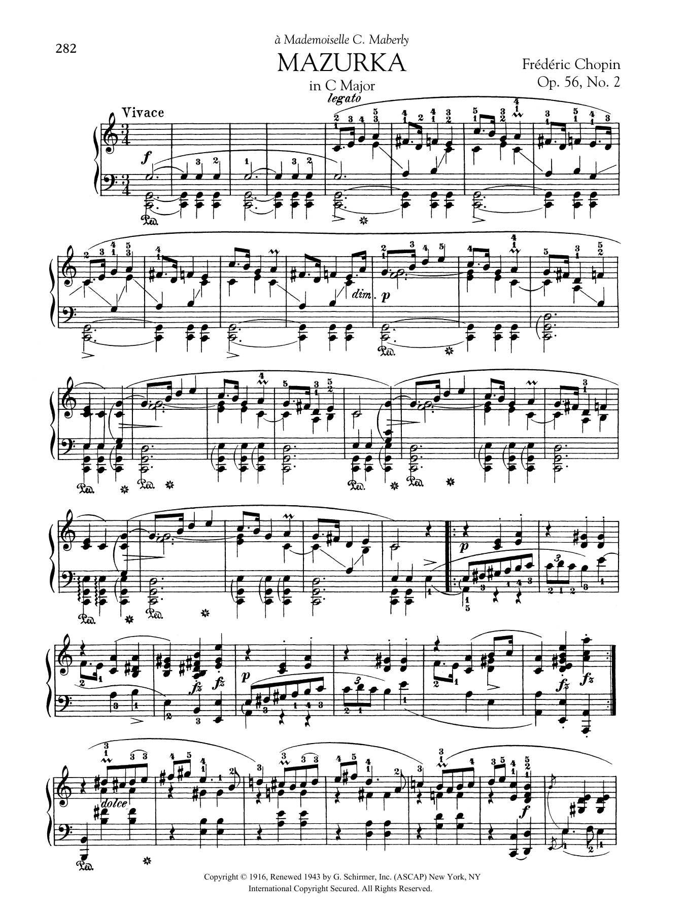 Frédéric Chopin Mazurka in C Major, Op. 56, No. 2 Sheet Music Notes & Chords for Piano Solo - Download or Print PDF