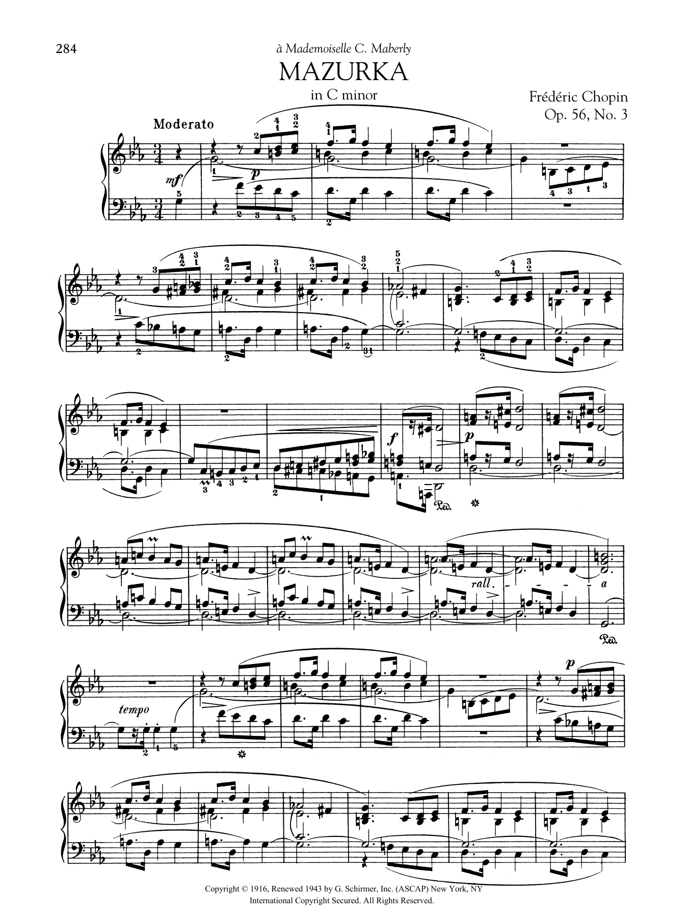 Frédéric Chopin Mazurka in C minor, Op. 56, No. 3 Sheet Music Notes & Chords for Piano Solo - Download or Print PDF