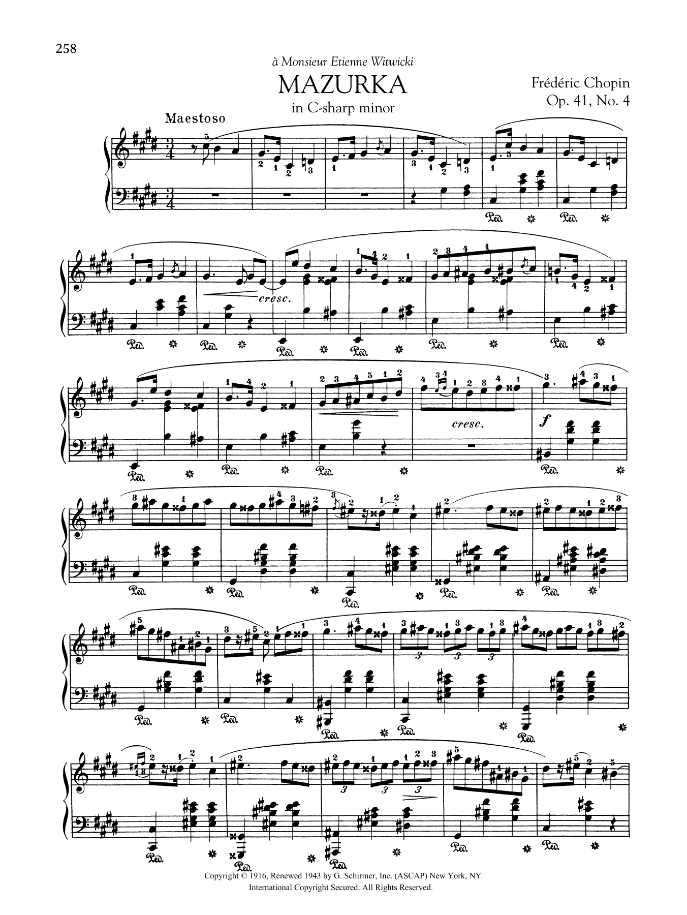 Frédéric Chopin Mazurka in C-sharp minor, Op. 41, No. 4 Sheet Music Notes & Chords for Piano Solo - Download or Print PDF
