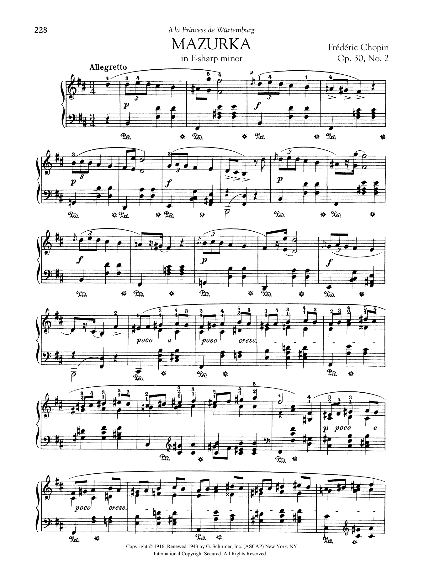 Frédéric Chopin Mazurka in F-sharp minor, Op. 30, No. 2 Sheet Music Notes & Chords for Piano Solo - Download or Print PDF