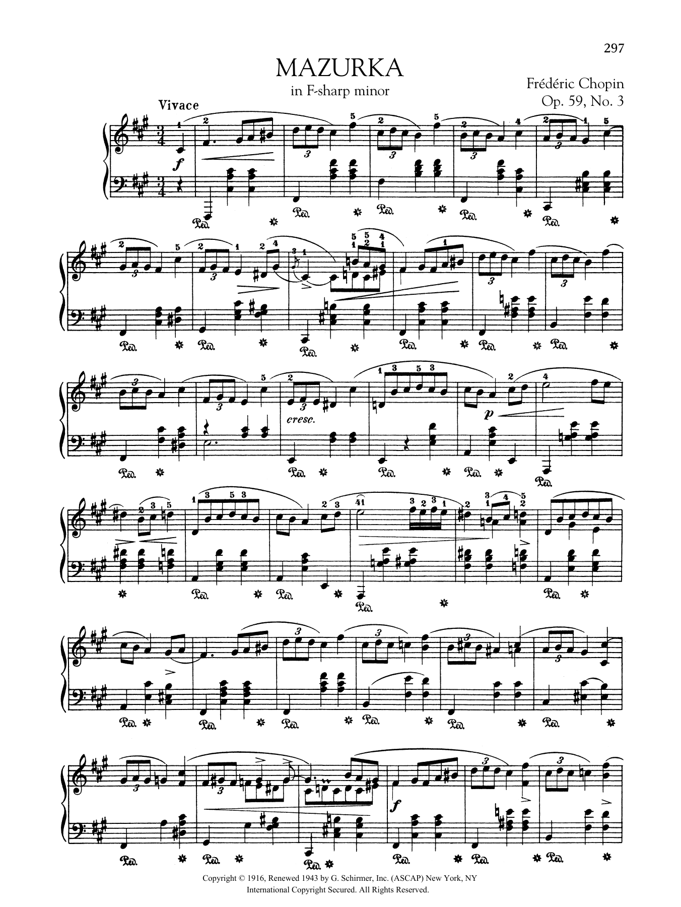 Frédéric Chopin Mazurka in F-sharp minor, Op. 59, No. 3 Sheet Music Notes & Chords for Piano Solo - Download or Print PDF