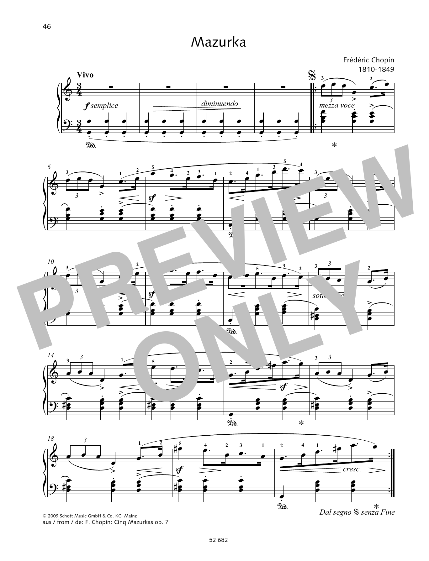 Frédéric Chopin Mazurka in G major Sheet Music Notes & Chords for Piano Solo - Download or Print PDF
