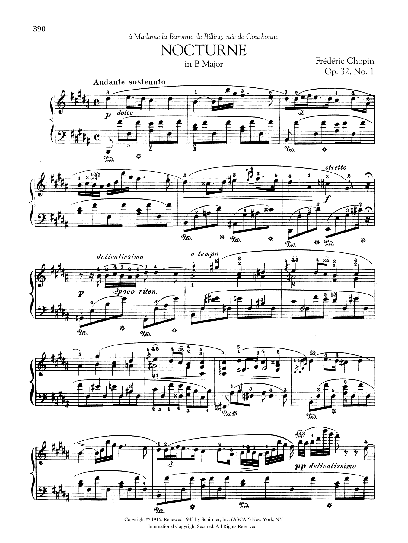 Frédéric Chopin Nocturne in B Major, Op. 32, No. 1 Sheet Music Notes & Chords for Piano Solo - Download or Print PDF