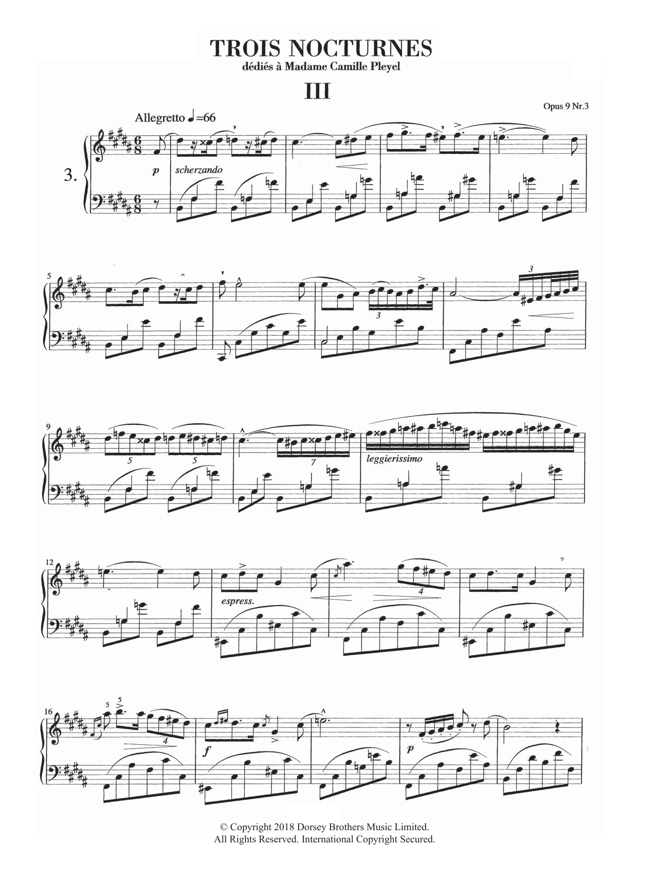 Frédéric Chopin Nocturne in B Major, Op. 9, No. 3 Sheet Music Notes & Chords for Piano - Download or Print PDF Frédéric Chopin Nocturne in B Major, Op. 9, No. 3 Sheet Music Notes & Chords for Piano - Download or Print PDF