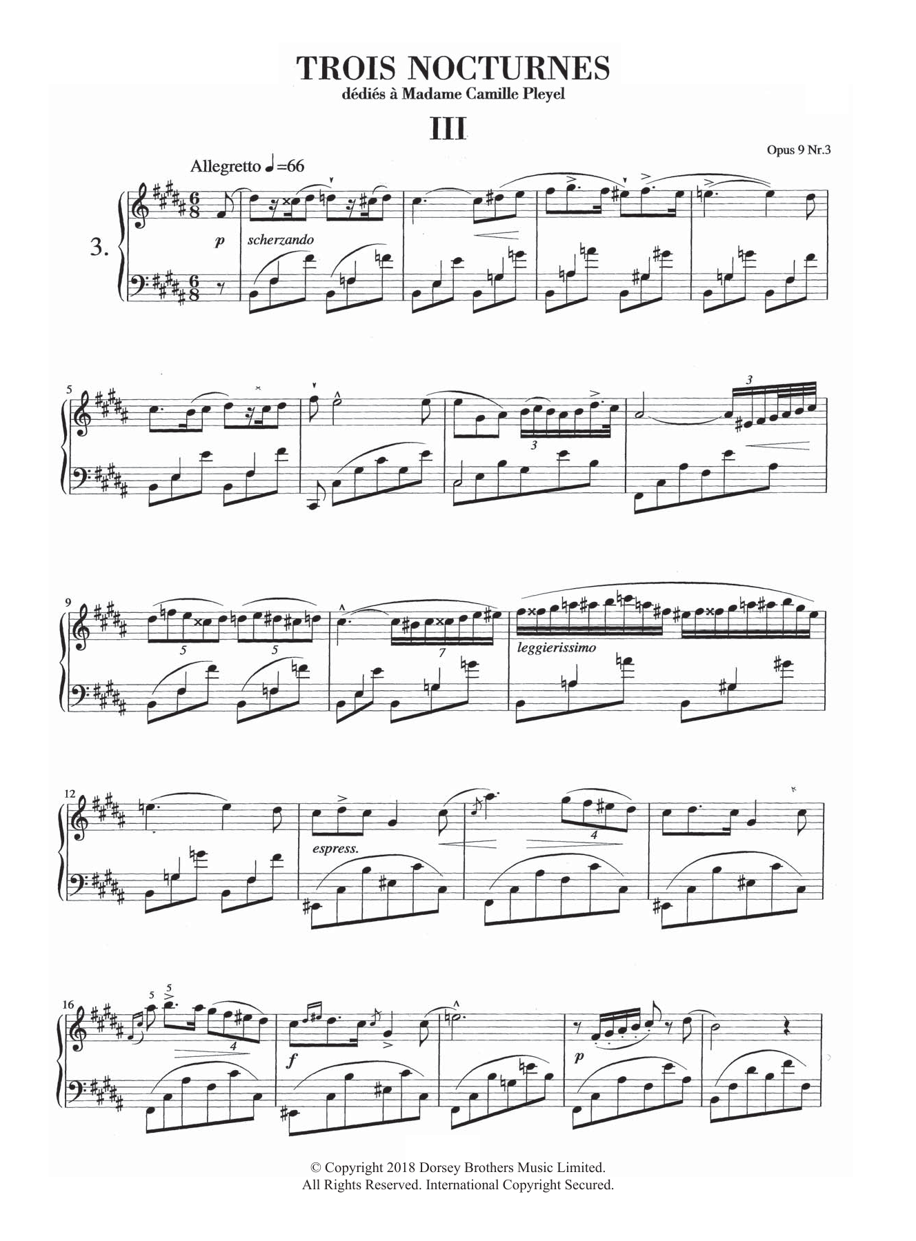 Frédéric Chopin Nocturne in B Major, Op. 9, No. 3 Sheet Music Notes & Chords for Piano Solo - Download or Print PDF