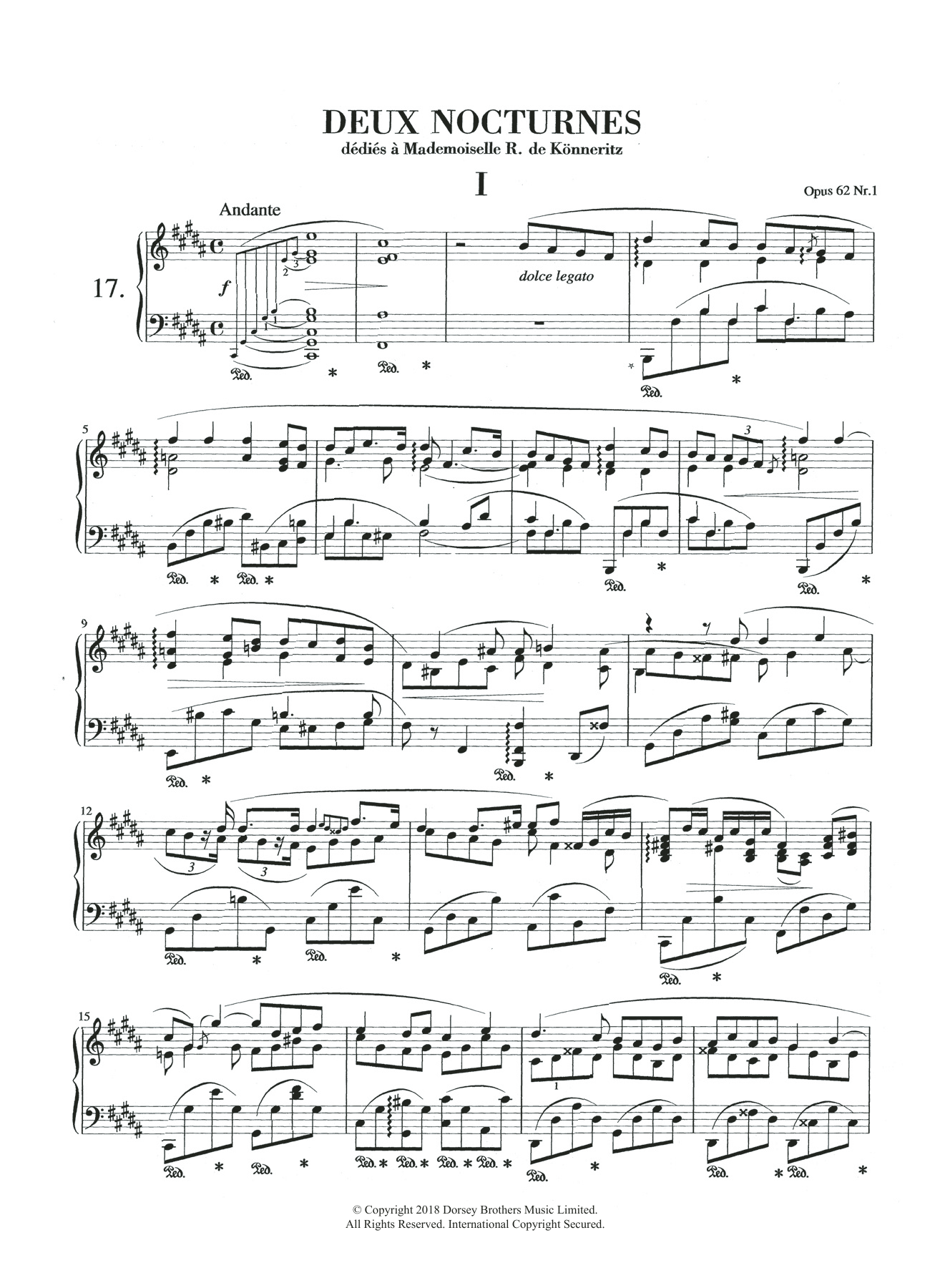 Frédéric Chopin Nocturne in B Major, Op.62, No.1 Sheet Music Notes & Chords for Piano - Download or Print PDF