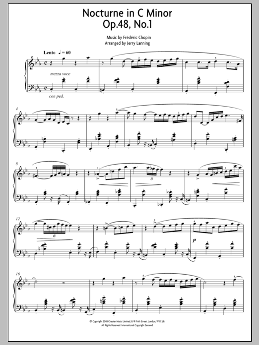 Frederic Chopin Nocturne In C Minor Op. 48, No. 1 Sheet Music Notes & Chords for Piano - Download or Print PDF