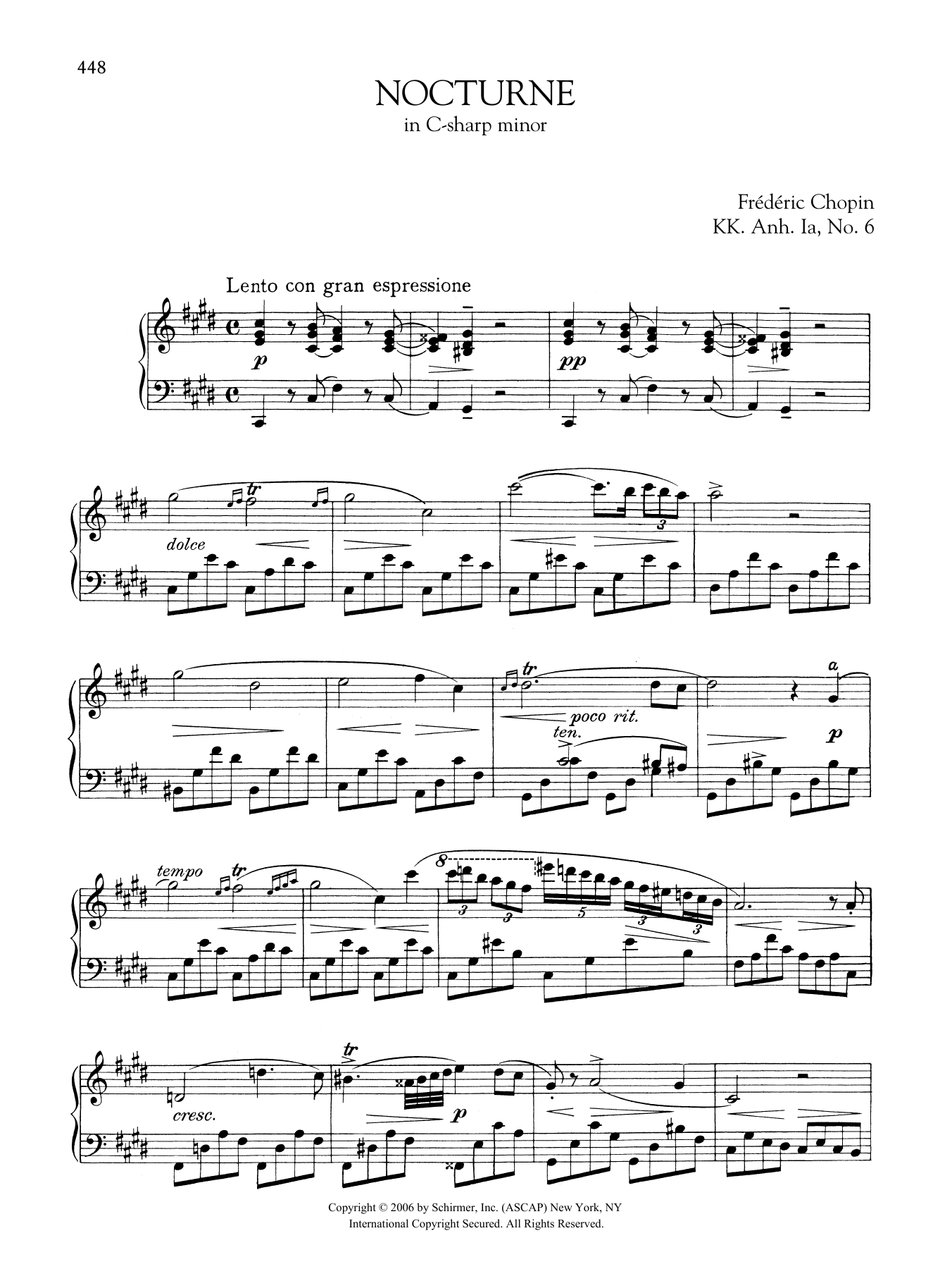Frederic Chopin Nocturne In C-Sharp Minor, KK. Anh. Ia, No. 6 Sheet Music Notes & Chords for Educational Piano - Download or Print PDF