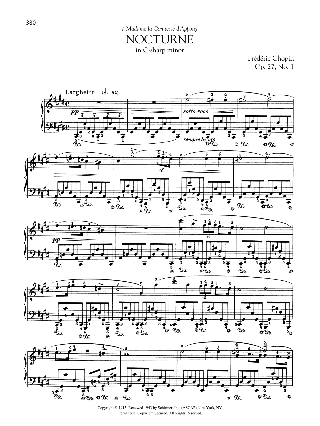 Frédéric Chopin Nocturne in C-sharp minor, Op. 27, No. 1 Sheet Music Notes & Chords for Piano Solo - Download or Print PDF
